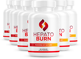 Six bottles of Hepatoburn supplement for liver detox, fat burning, and healthy weight support